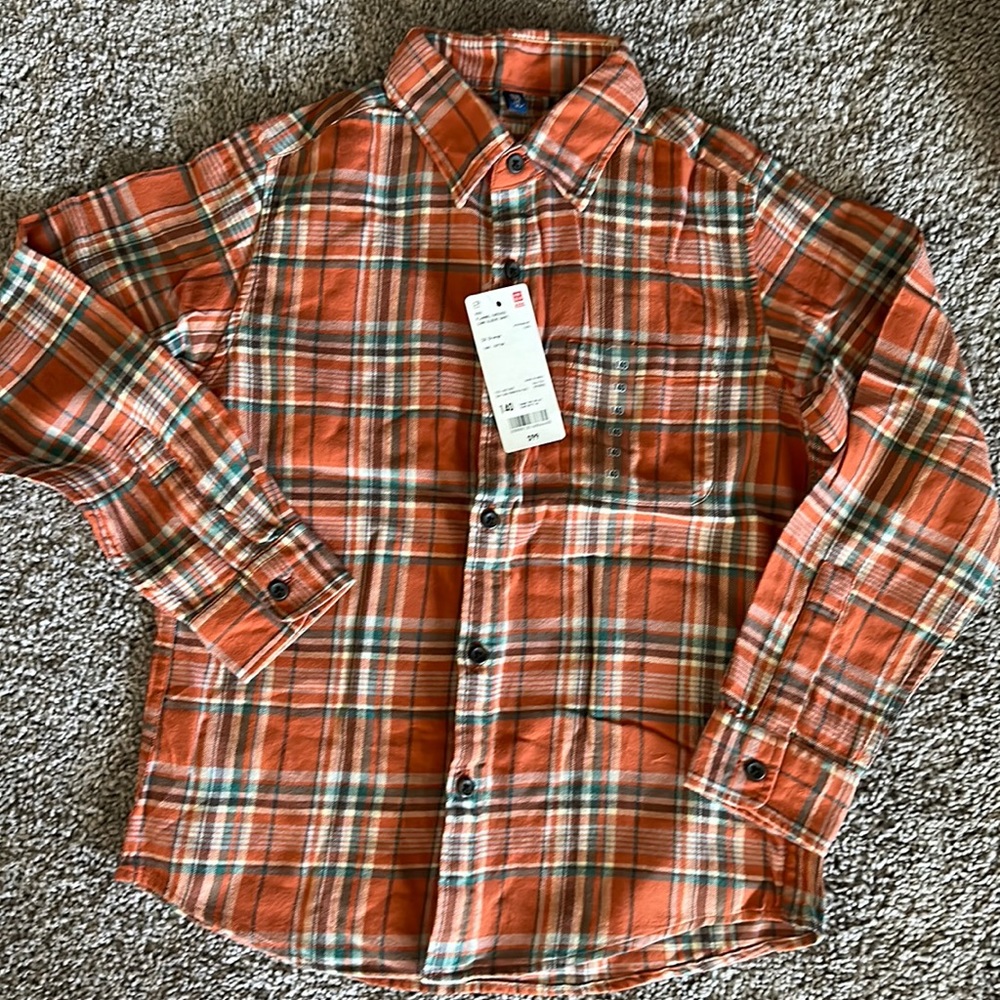 Uniqlo kids flannel checked long sleeve shirt